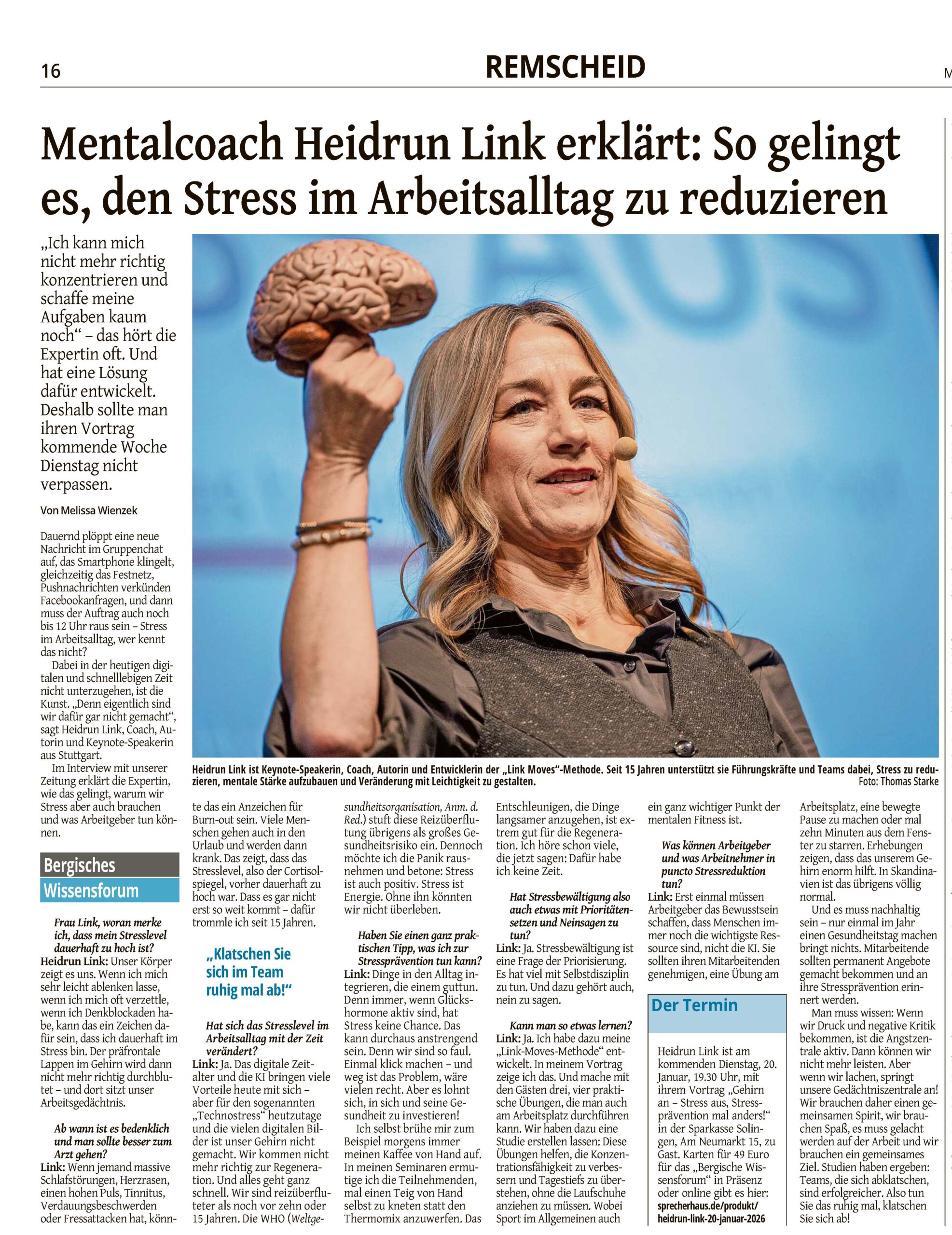 Vortrag "so gelingt es den Stress im Alltag zu reduzieren", Remscheid - Heidrun Link